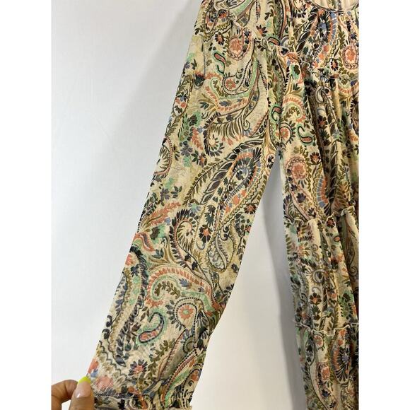Kate and Lily Paisley Dress Tiered Round Size Long Sleeve Sz 10 Boho Fall Colors - Picture 7 of 12